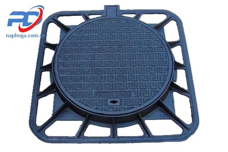 Nắp hố ga gang 900x900 khung âm nắp tròn
